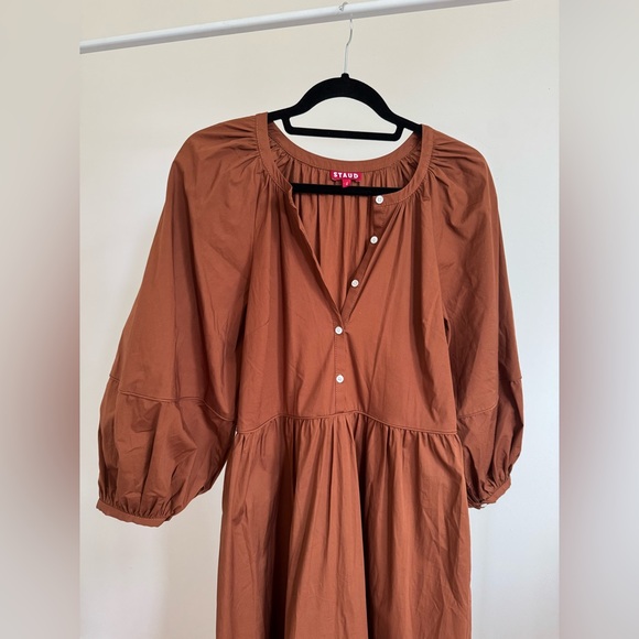 New Staud Elegant Brown Maxi Dress size 4 - Picture 2 of 8